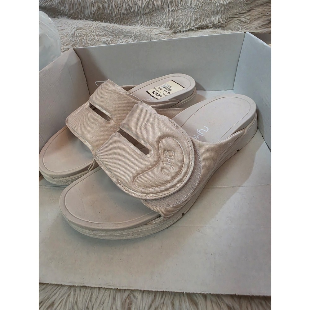 Ryka Tao Women's Recovery Slide Sandals Beige/Pink Size 11 M - NWOB